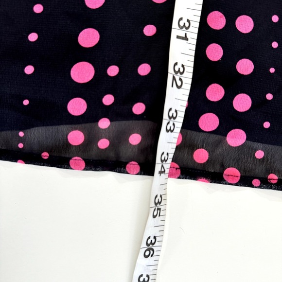 Therapy Dress 10 Black Pink Dots Sheer Sleeves Peter Pan Collar Wednesday Adams - Picture 10 of 10